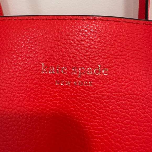 Kate Spade Red Pebbled Leather Eva Medium Zip Top Convertible Satchel - Picture 2 of 16